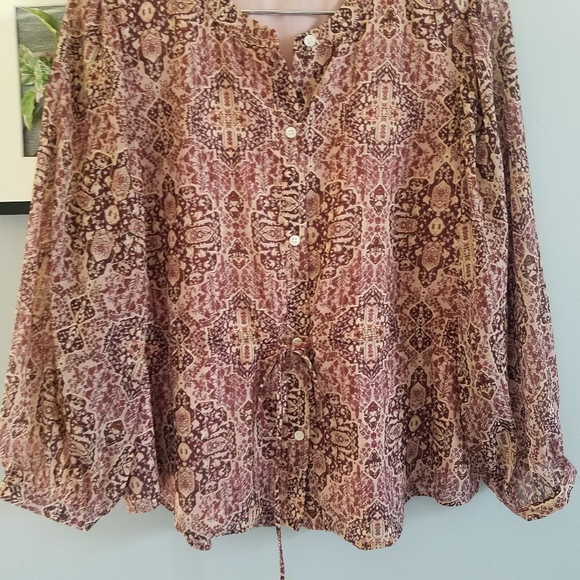 Madewell 3/4 Drawstring Kaleidoscope Print Top S - Picture 8 of 12
